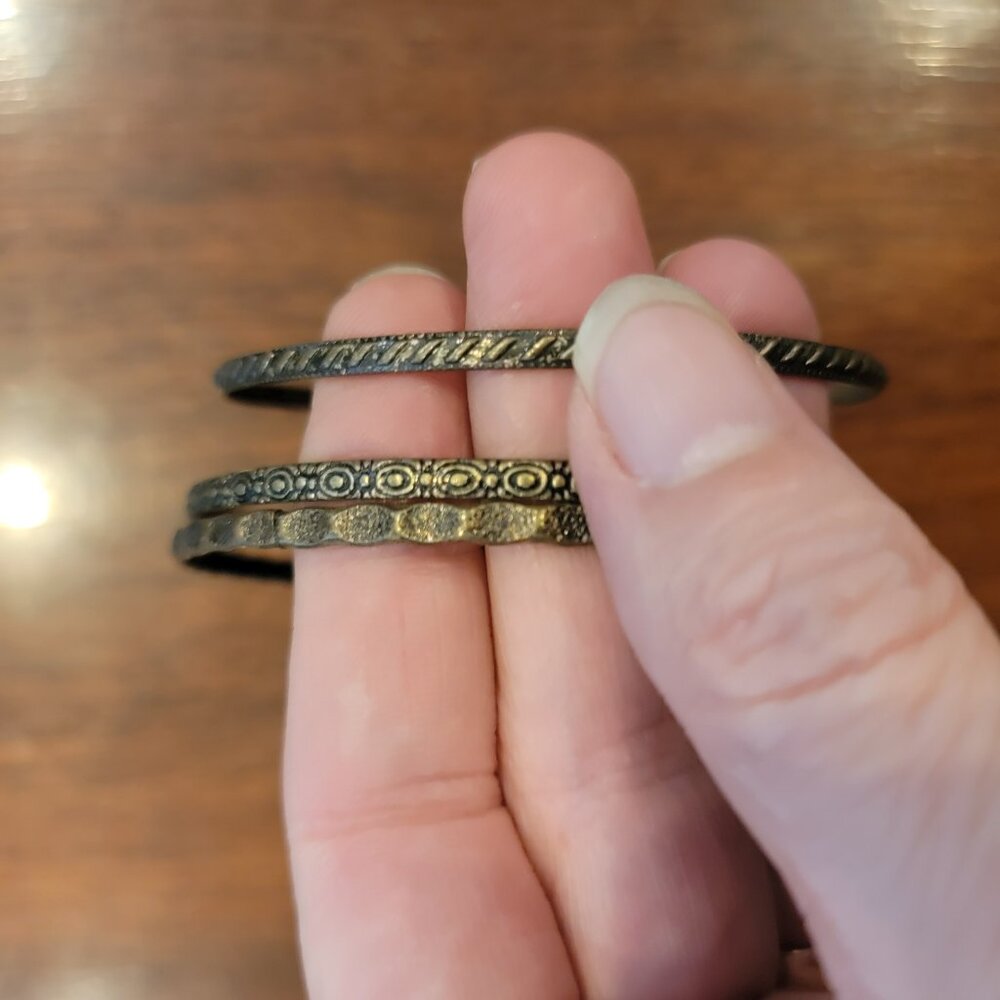 BOHO 3 PC Antiqued Bronze Bangle Bracelet Set - Picture 3 of 8